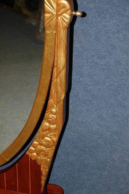 Art Deco Psyche In Carved Golden Wood And Inlaid Amaranth
