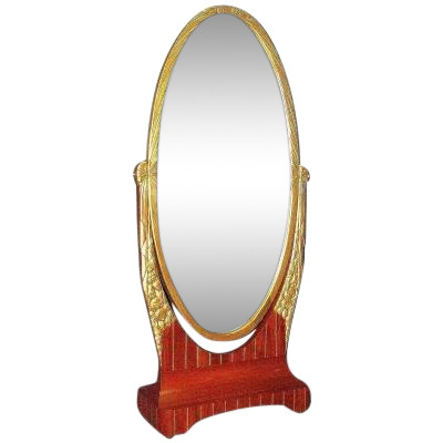 Art Deco Psyche In Carved Golden Wood And Inlaid Amaranth