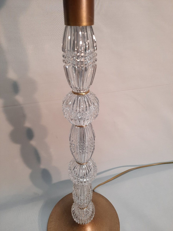 Grde Lampe En Cristal Taillé H 75 Cm