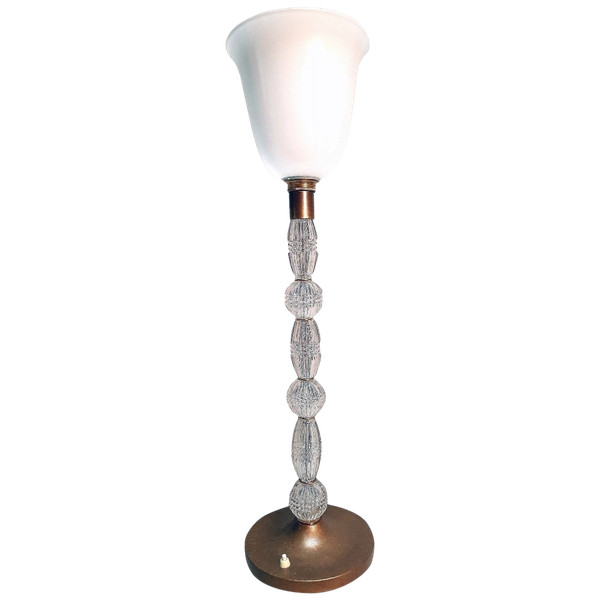 Grde Lampe En Cristal Taillé H 75 Cm