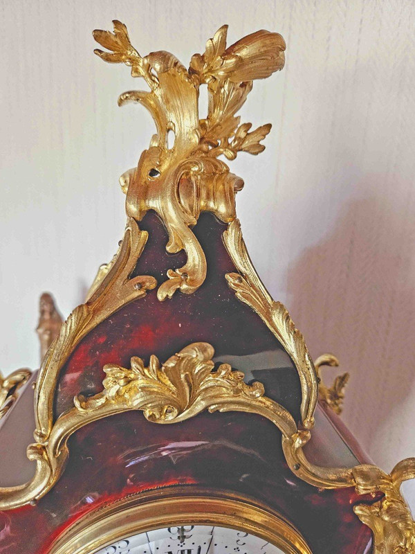 Cartel St L.xv Clock In Tortoiseshell And Gilt Bronze