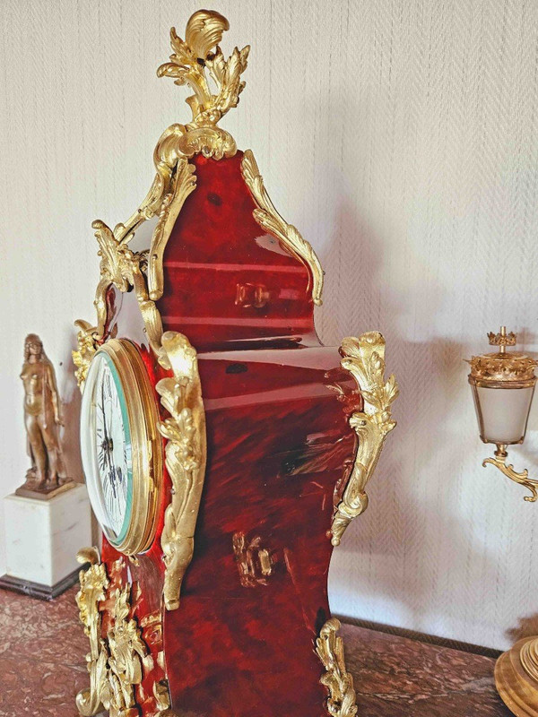 Cartel St L.xv Clock In Tortoiseshell And Gilt Bronze