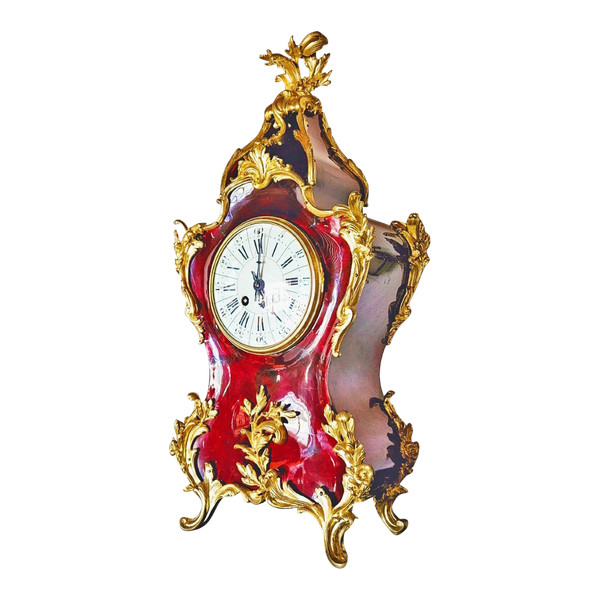 Cartel St L.xv Clock In Tortoiseshell And Gilt Bronze