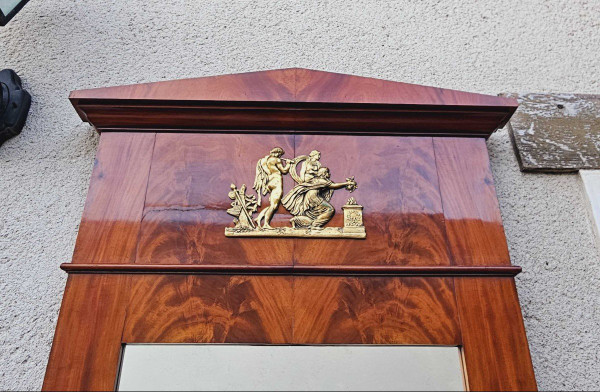 Console e trumeau in mogano e legno dorato stile Impero, circa 1850