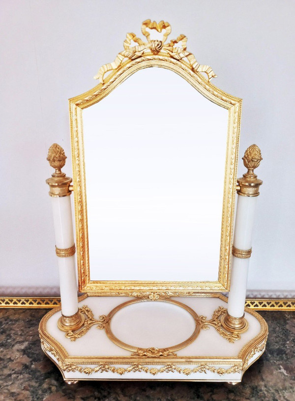 Louis XVI Psyche In Gilt Bronze And Carrara Marble Late 19th Century