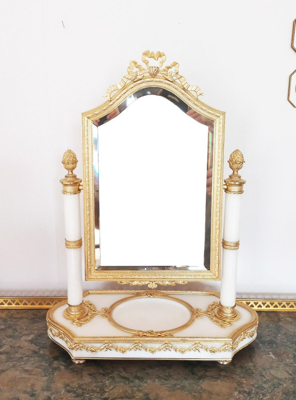 Louis XVI Psyche In Gilt Bronze And Carrara Marble Late 19th Century