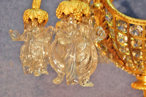 Important Chandelier In Gilt Bronze And Crystal 13 Lights