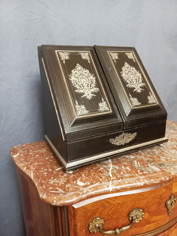 Büroschrank aus Leder und Silberbronze, signiert Sormani