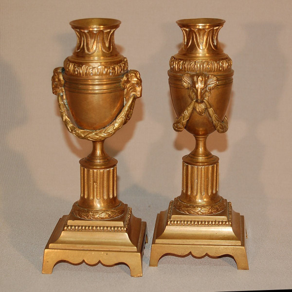 Paire De Flambeaux En Bronze Doré à Binet Réversible XIXe Siècle