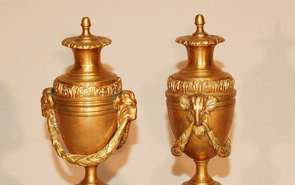 Paire De Flambeaux En Bronze Doré à Binet Réversible XIXe Siècle