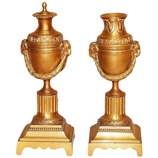 Paire De Flambeaux En Bronze Doré à Binet Réversible XIXe Siècle