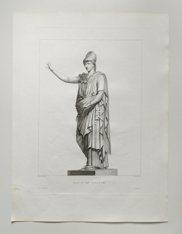 Mythological Etching Athena Greek Goddess 19th C Engraving Old Print