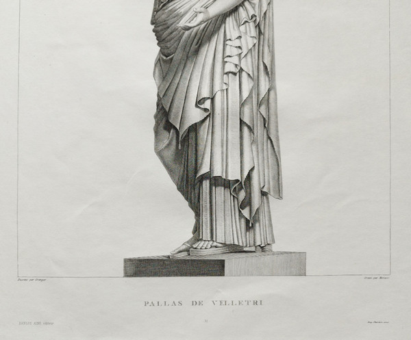 Mythological Etching Athena Greek Goddess 19th C Engraving Old Print