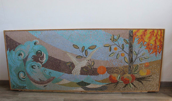 Mosaïque Représentant La Mer Vers 1950 Par Girardet