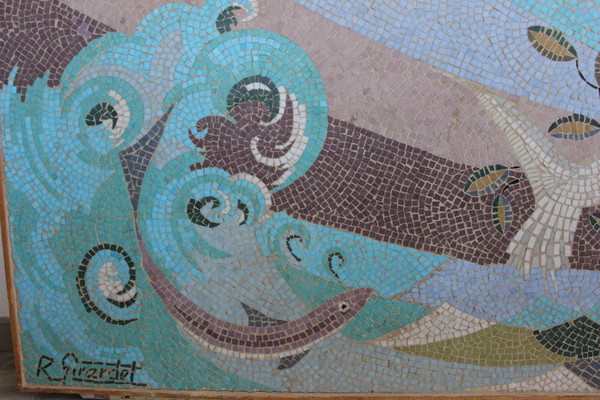 Mosaïque Représentant La Mer Vers 1950 Par Girardet