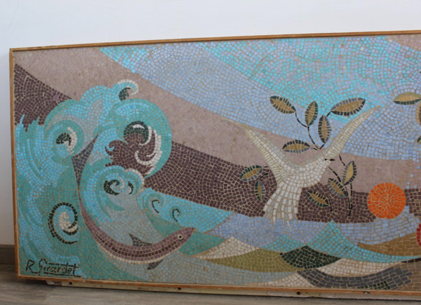 Mosaïque Représentant La Mer Vers 1950 Par Girardet