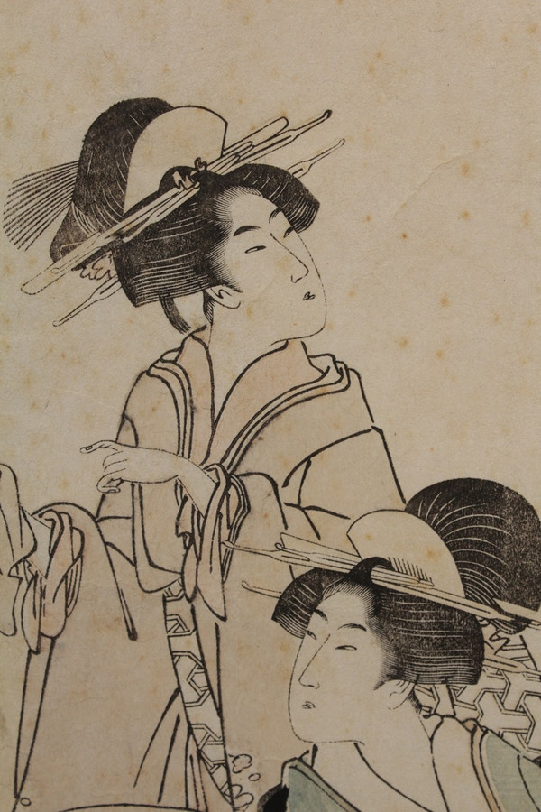 Japanese print 'The 3 beauties' by Toyokuni I (1769-1825)