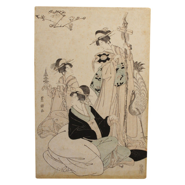Japanese print 'The 3 beauties' by Toyokuni I (1769-1825)