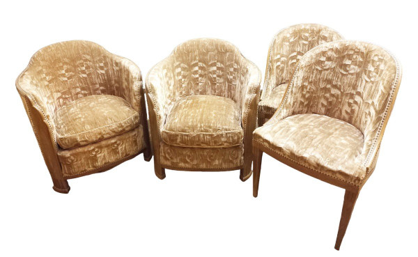 Pair of Art Deco 1930 Mahogany Armchairs and Fireside Chairs
