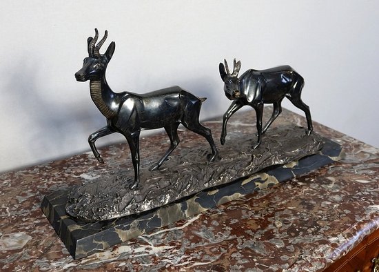 Important Bronze "The two Gazelles" signed I. Rochard - XXth