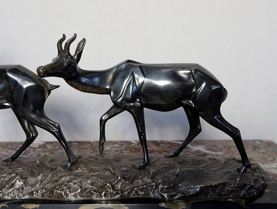 Important Bronze "The two Gazelles" signed I. Rochard - XXth