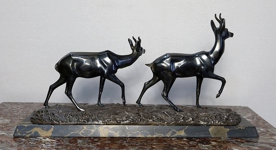Important Bronze "The two Gazelles" signed I. Rochard - XXth
