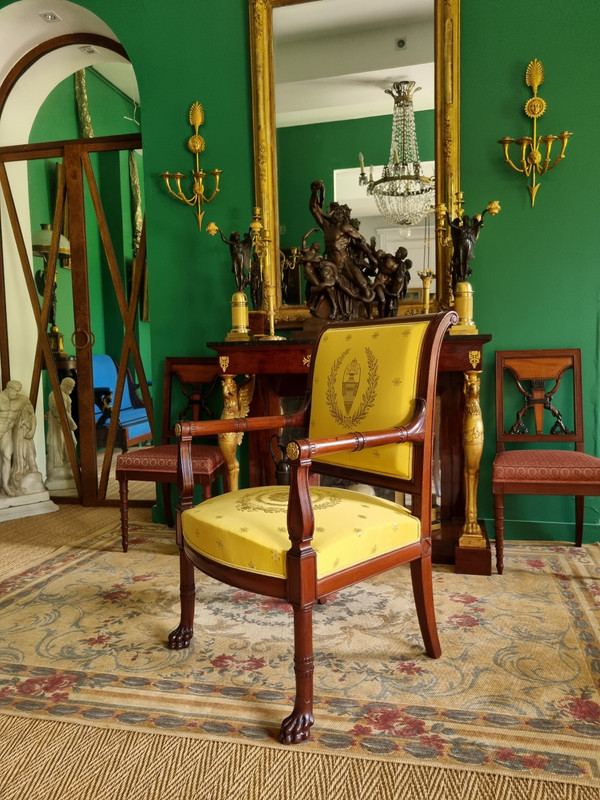 Jacob Frères, rare fauteuil de cabinet estampillé, d'époque Consulat