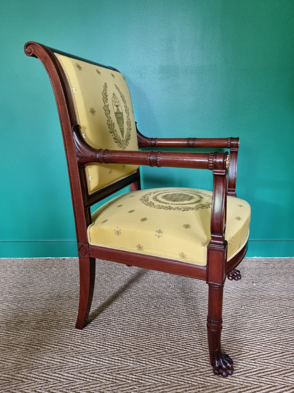 Jacob Frères, rare fauteuil de cabinet estampillé, d'époque Consulat