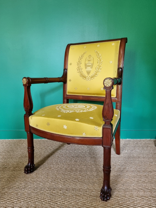 Jacob Frères, rare fauteuil de cabinet estampillé, d'époque Consulat