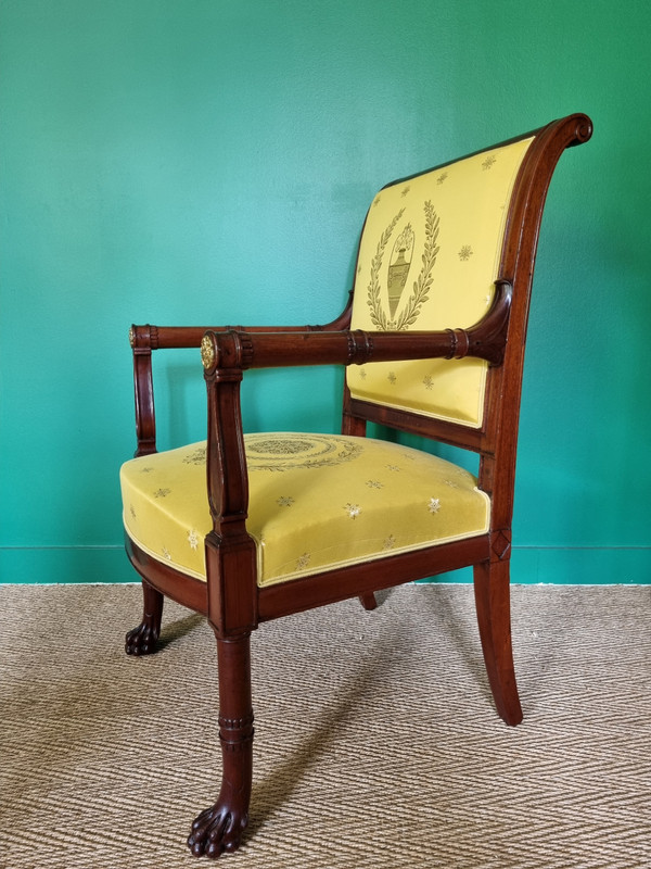 Jacob Frères, rare fauteuil de cabinet estampillé, d'époque Consulat