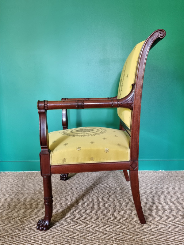 Jacob Frères, rare fauteuil de cabinet estampillé, d'époque Consulat