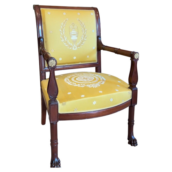 Jacob Frères, rare fauteuil de cabinet estampillé, d'époque Consulat