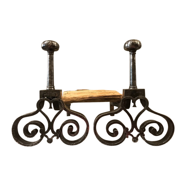Important old wrought iron andirons from the 18th century 