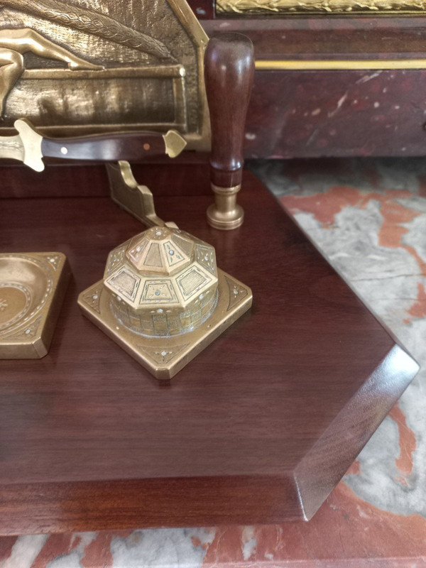 Art Deco Bronze And Coral Wood Writing Table