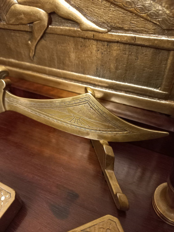 Art Deco Bronze And Coral Wood Writing Table