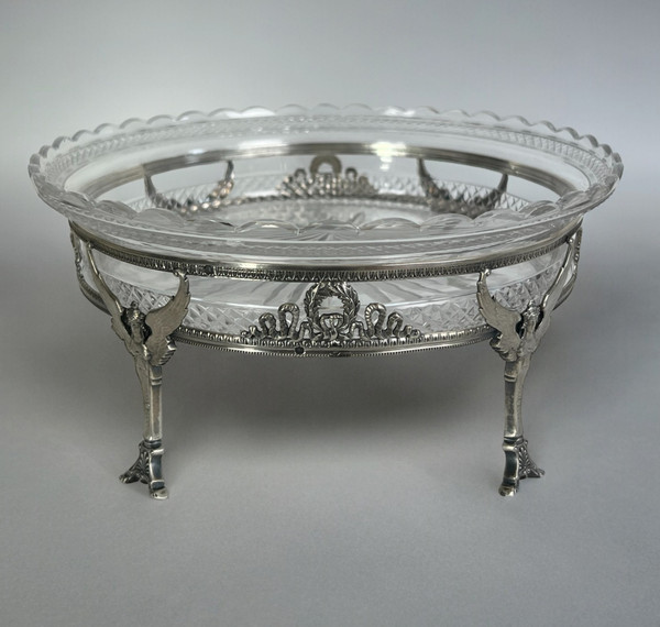 COPPA IN CRISTALLO “BACCARAT” CON MONTATURA IN ARGENTO 925, TIMBRO MINERVA