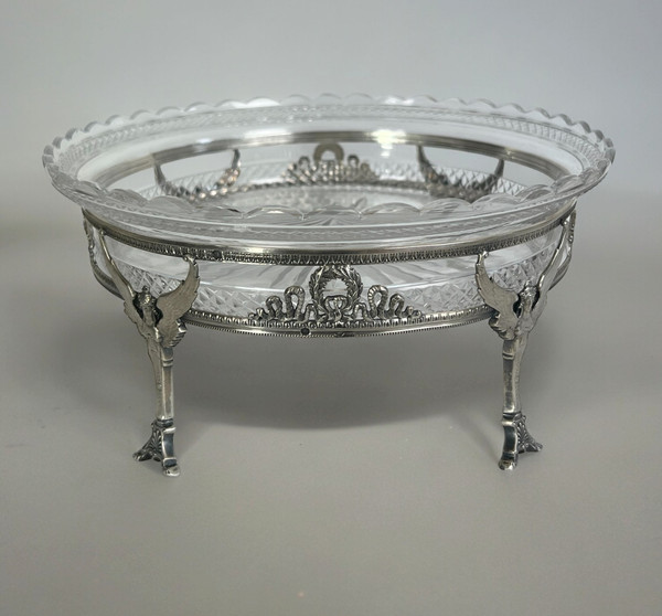 COPPA IN CRISTALLO “BACCARAT” CON MONTATURA IN ARGENTO 925, TIMBRO MINERVA