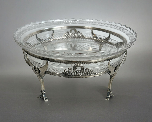 COPPA IN CRISTALLO “BACCARAT” CON MONTATURA IN ARGENTO 925, TIMBRO MINERVA