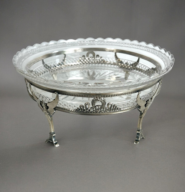 COPPA IN CRISTALLO “BACCARAT” CON MONTATURA IN ARGENTO 925, TIMBRO MINERVA