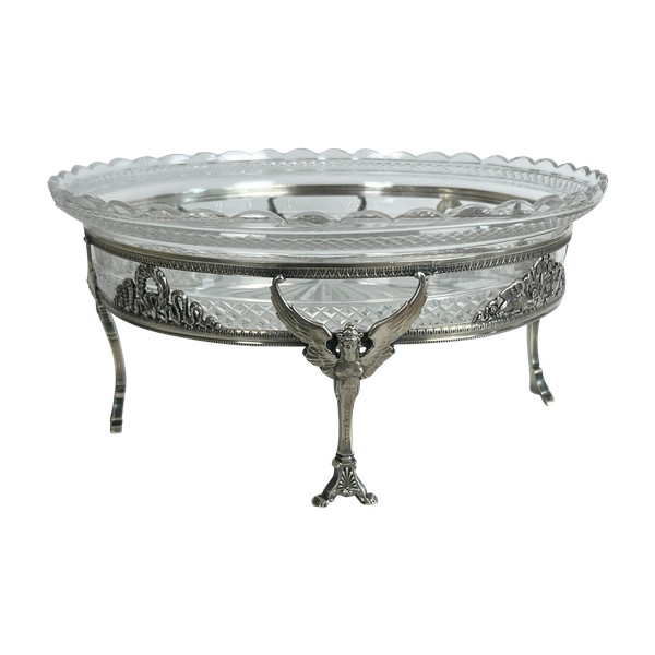 COPPA IN CRISTALLO “BACCARAT” CON MONTATURA IN ARGENTO 925, TIMBRO MINERVA