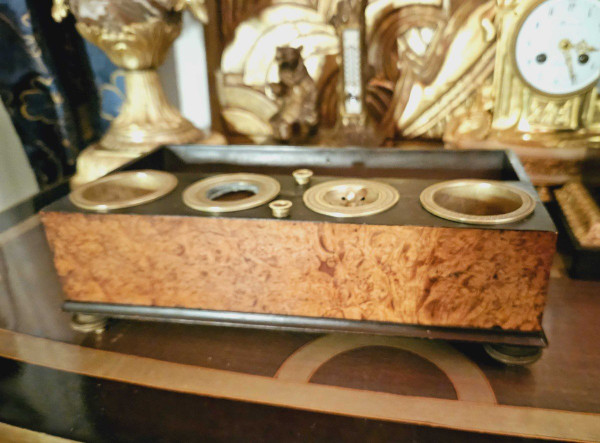 Set da scrivania in radica e bronzo di epoca impero