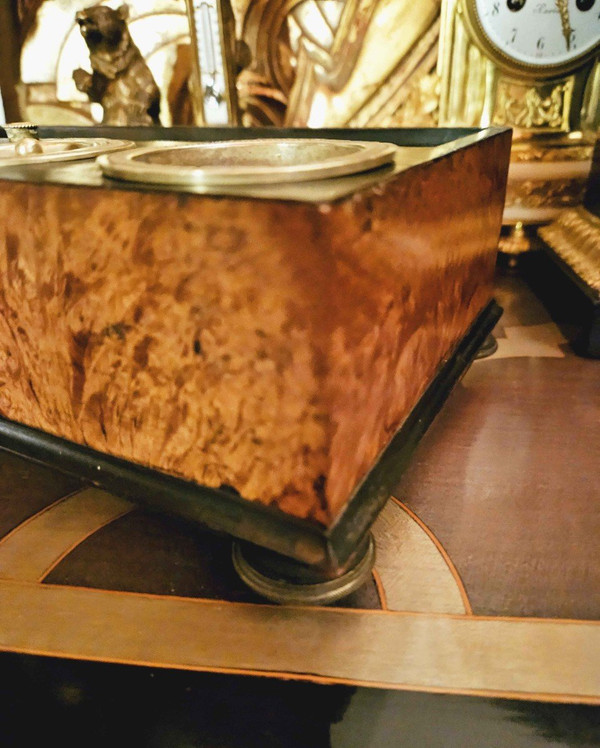 Set da scrivania in radica e bronzo di epoca impero
