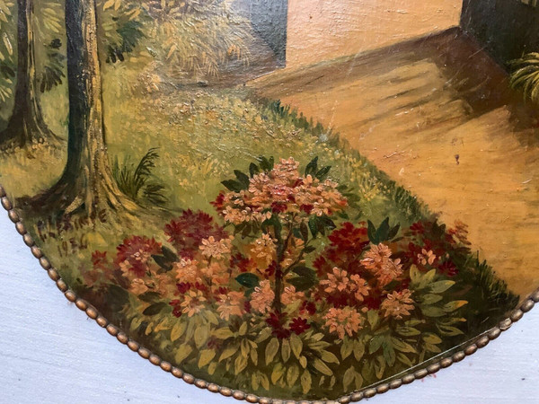 Oil on canvas "View of the lake" decorative wall panels 20th century