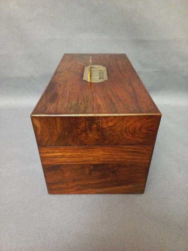 J Bramah Tea Box 1748-1814, In Coral Wood, Crystal and Silver
