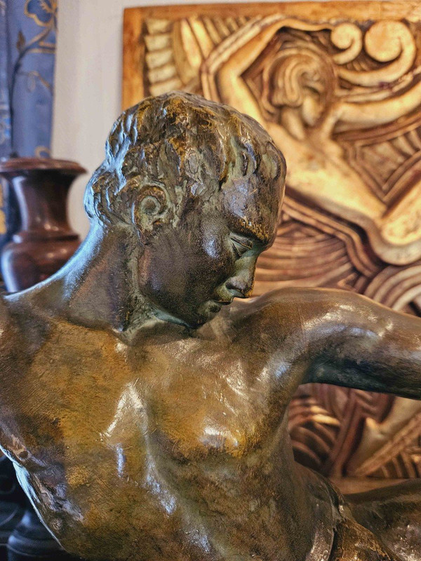 Arciere Art Déco Salvator Riolo in bronzo patinato