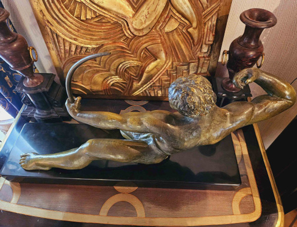 Arciere Art Déco Salvator Riolo in bronzo patinato