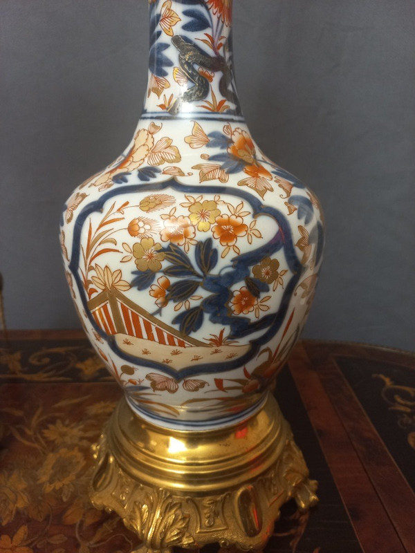 Importante Paire De Lampes En Porcelaine Et Bronze Doré Fin XIXe H80cm