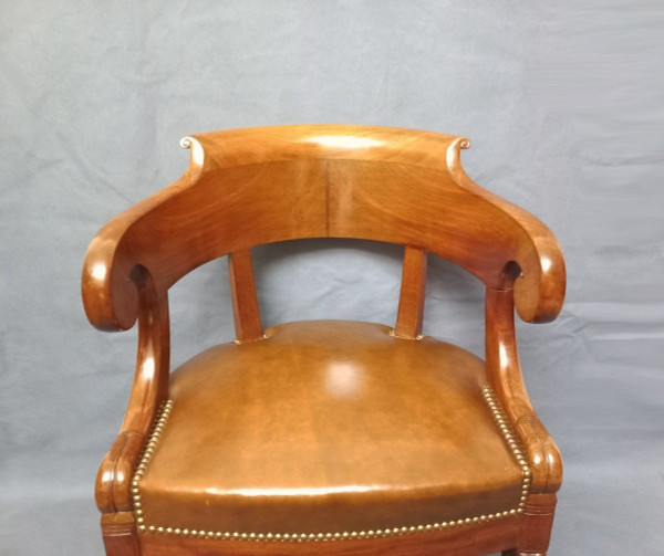 Fauteuil De Bureau en Cuir Début XIXe Siècle