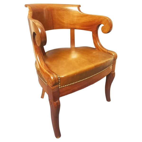 Fauteuil De Bureau en Cuir Début XIXe Siècle