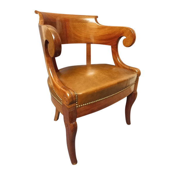 Fauteuil De Bureau en Cuir Début XIXe Siècle